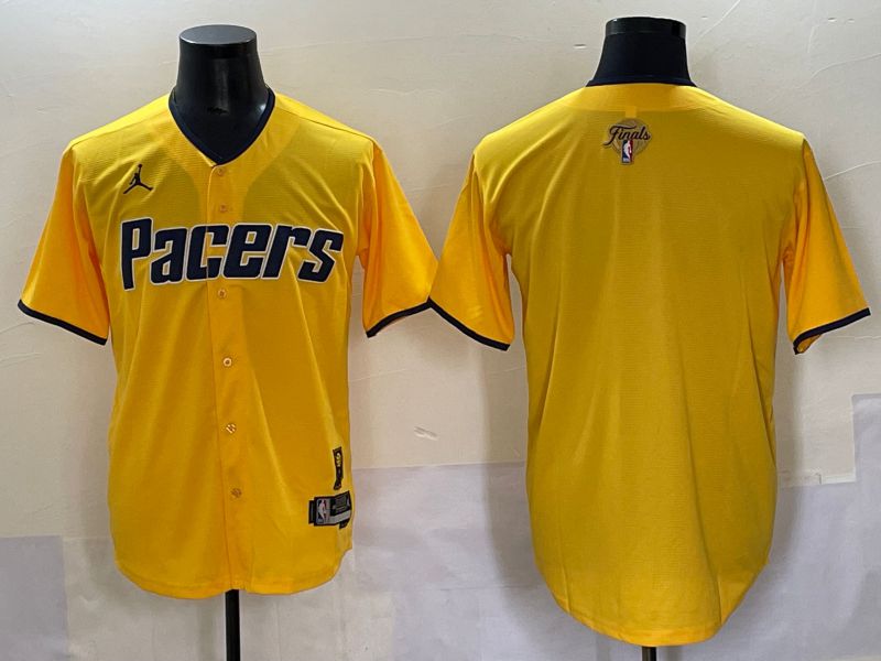 Men 2025 Indiana Pacers Blank Yellow Joint Name NBA Jersey style 1